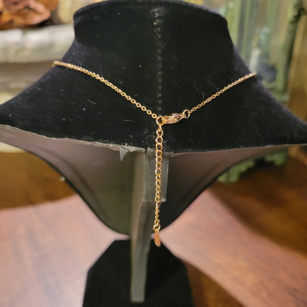 Inlaid Floral Mother of Pearl Necklace Rose Gold #11